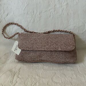 NWT: Vintage Christian Livingston Collection Pink and Tan Multicolor Fabric Clut